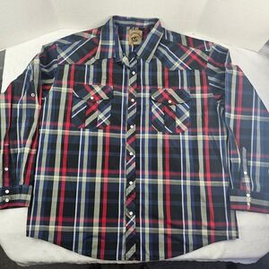 COEVALS CLUB Men's Pearl Snap Plaid Western Button Down Shirt Size XXL NWOT